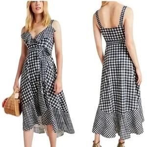 Anthropologie Hutch Allison Gingham Wrap Dress Womens Size Large Petite Sundress